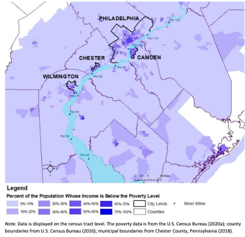 Delaware River Basin Below Poverty Population Map