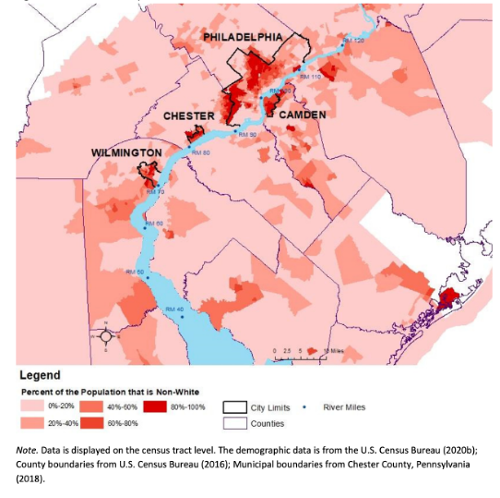 Delaware River Basin Non White Population Map